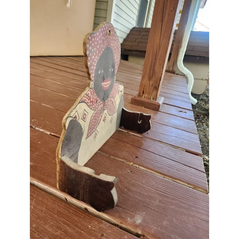 Antique Mammy Wooden Paper Towel Holder RARE